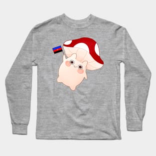 dancing and waving mushroom with polyamorus pride flag Long Sleeve T-Shirt